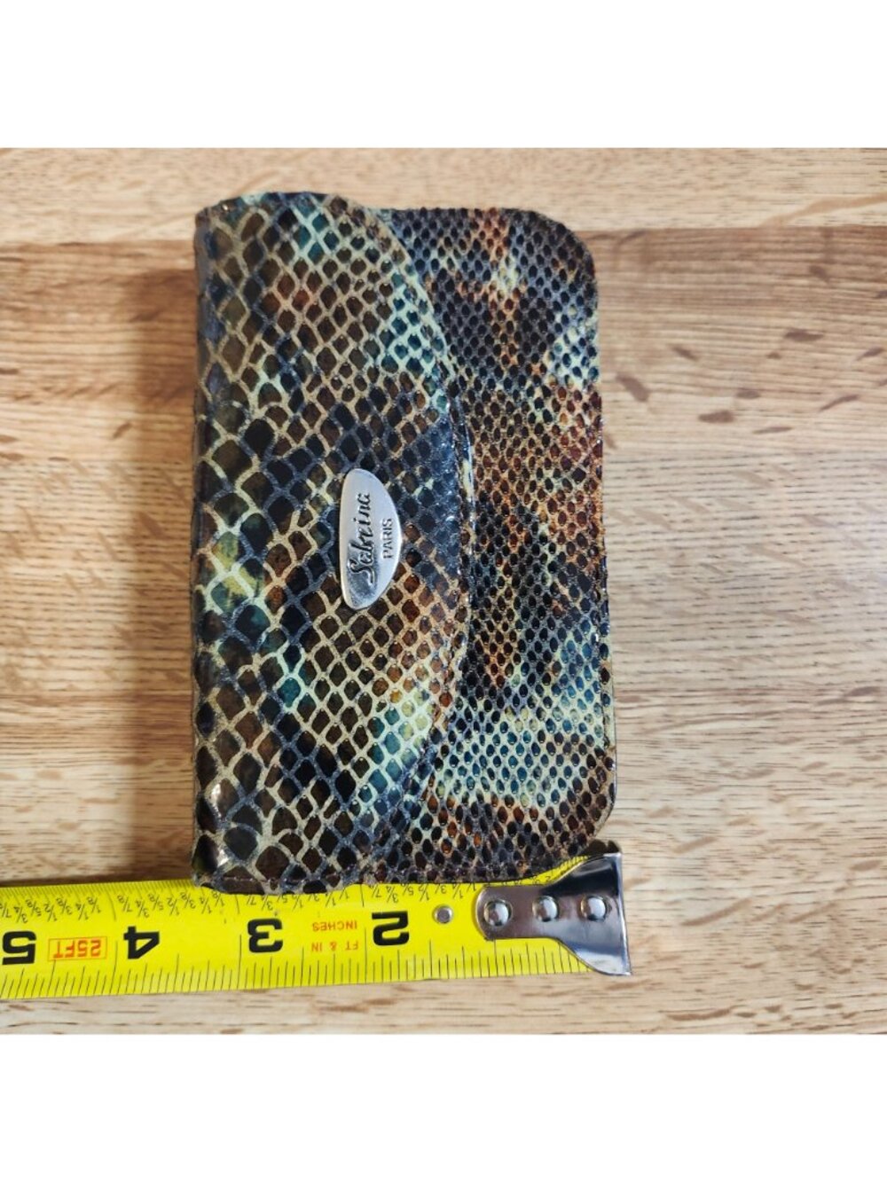 NWT Snakeskin Wallet Sabrina Paris Reptile Leather Brown - Picture 11 of 12